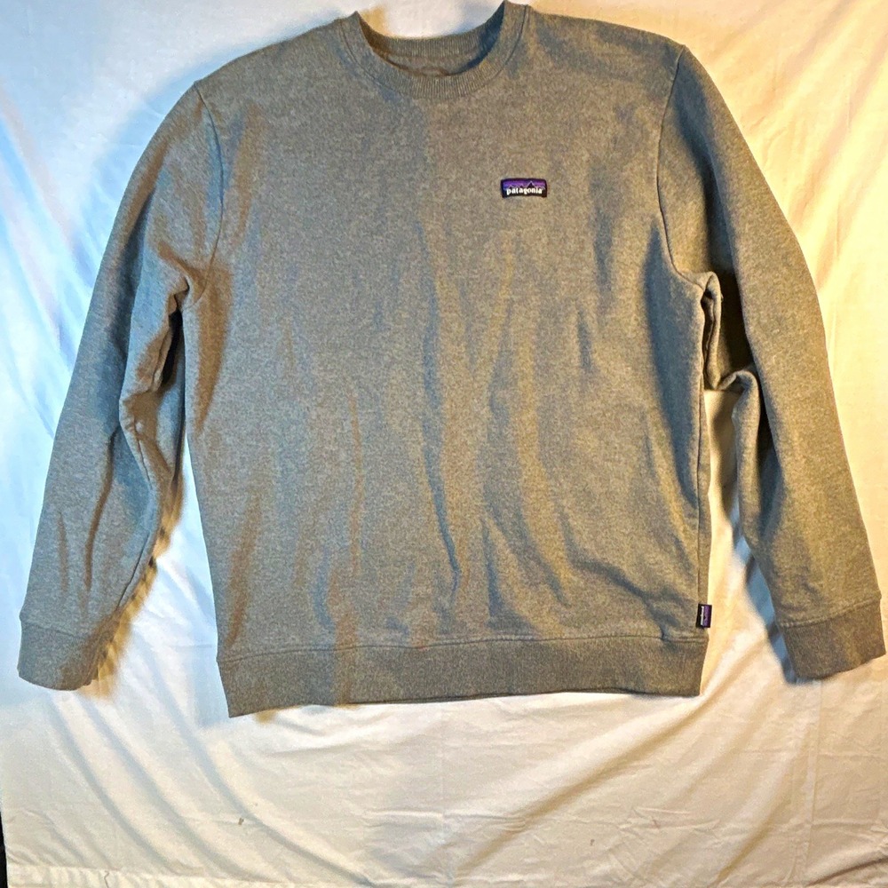 Patagonia Men's Gray Crewneck Fleece Pullover Sweatshirt Logo XL Regular Fit